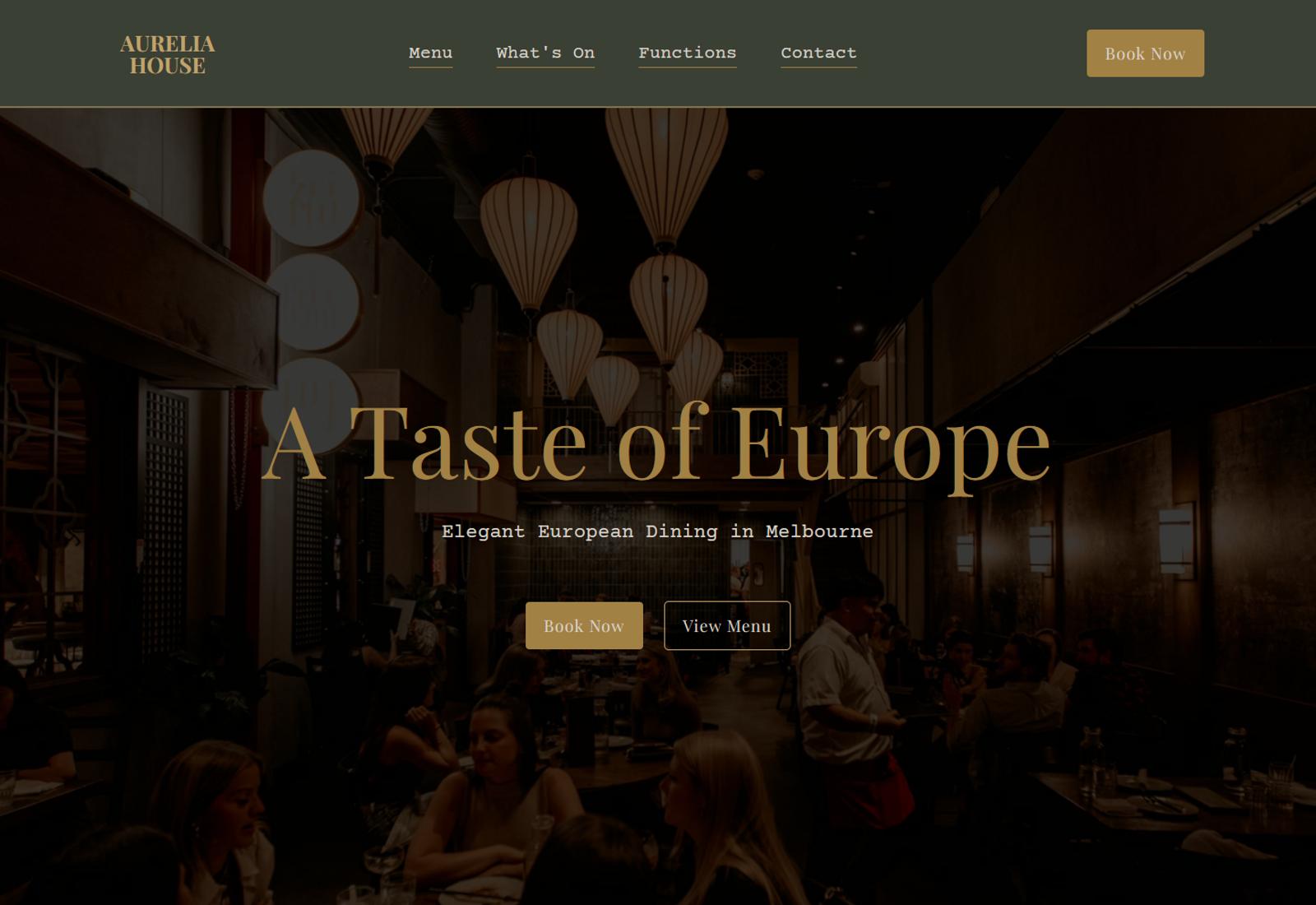 Desktop preview of the Aurelia House website