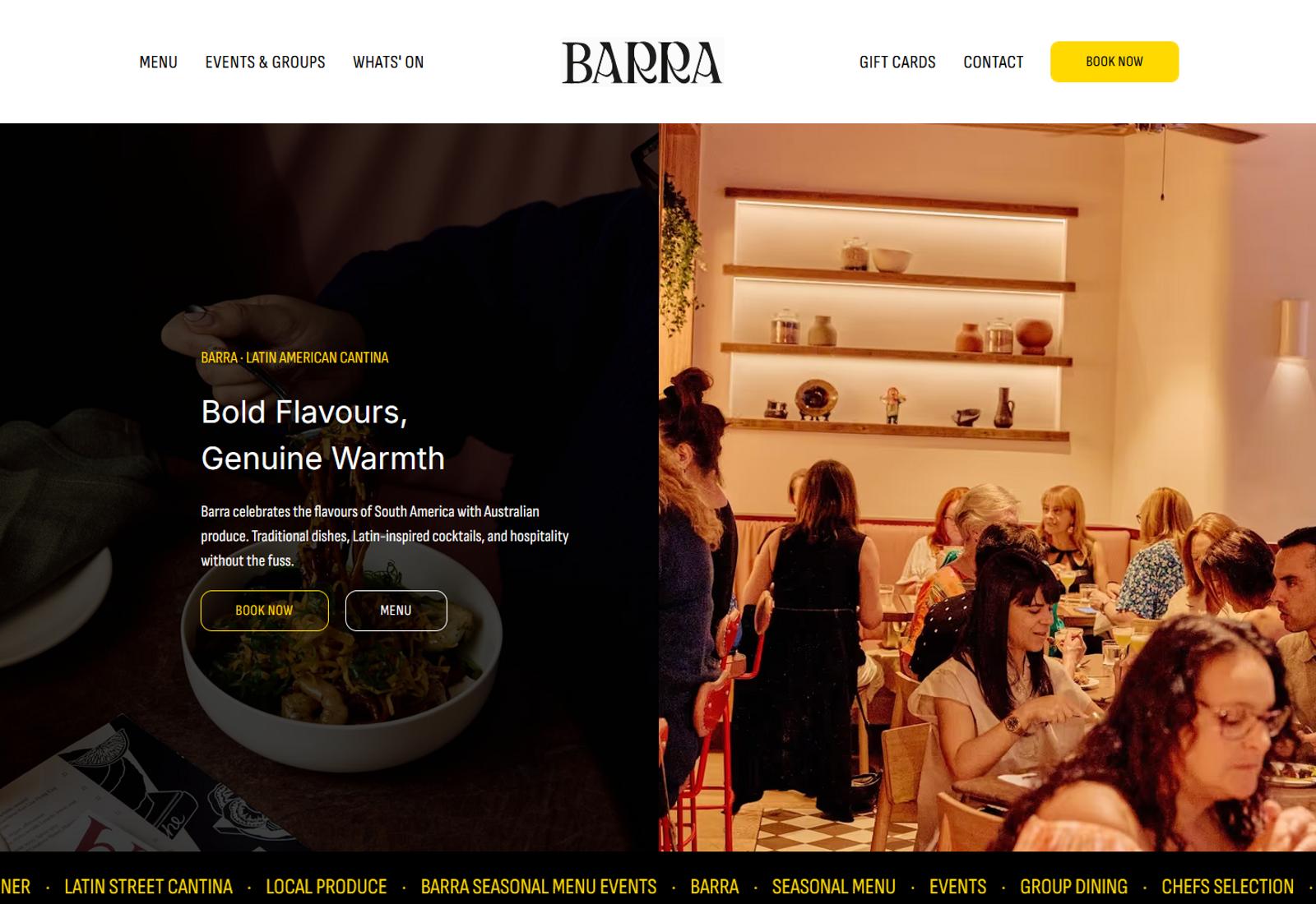Desktop preview of the Barra website